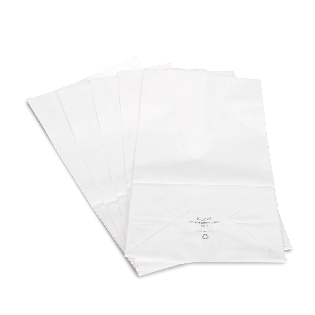 [500 ct] 20 lb Paper Bag, White