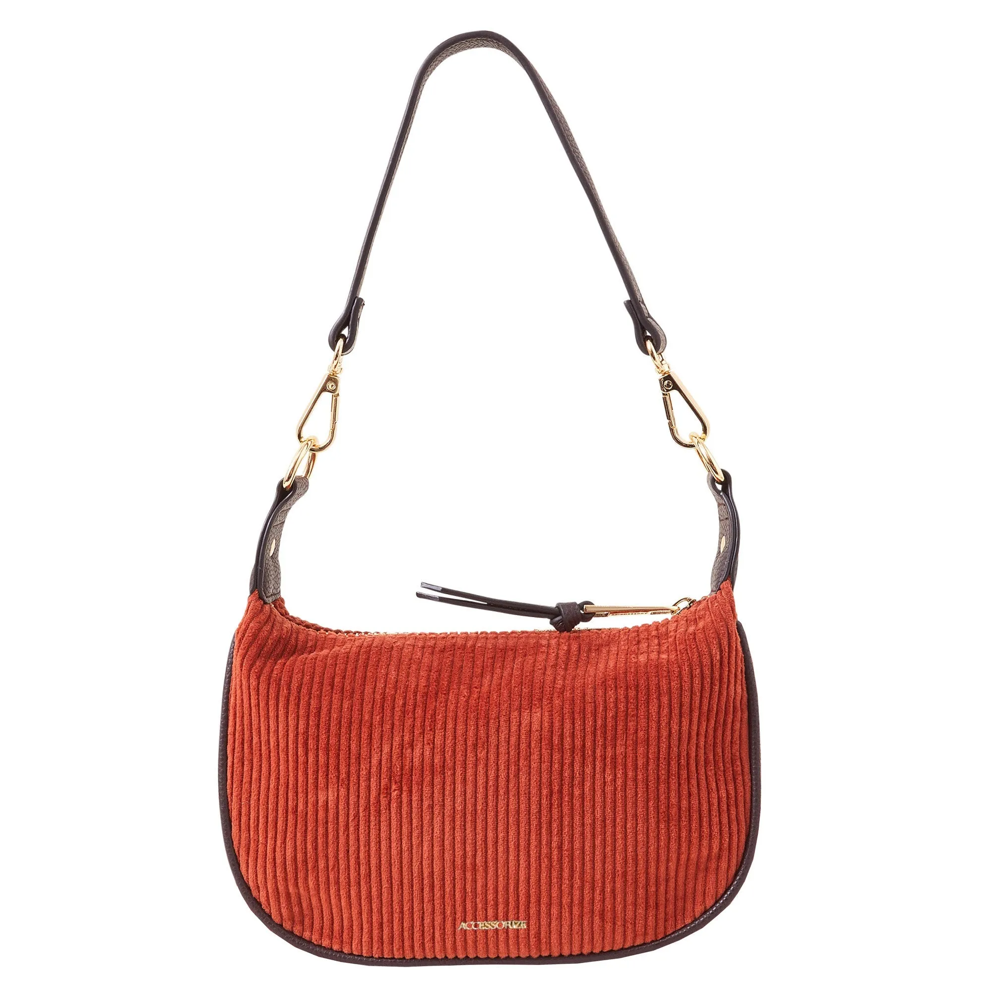 Accessorize London Women's Rust Mini Cord Shoulder Bag