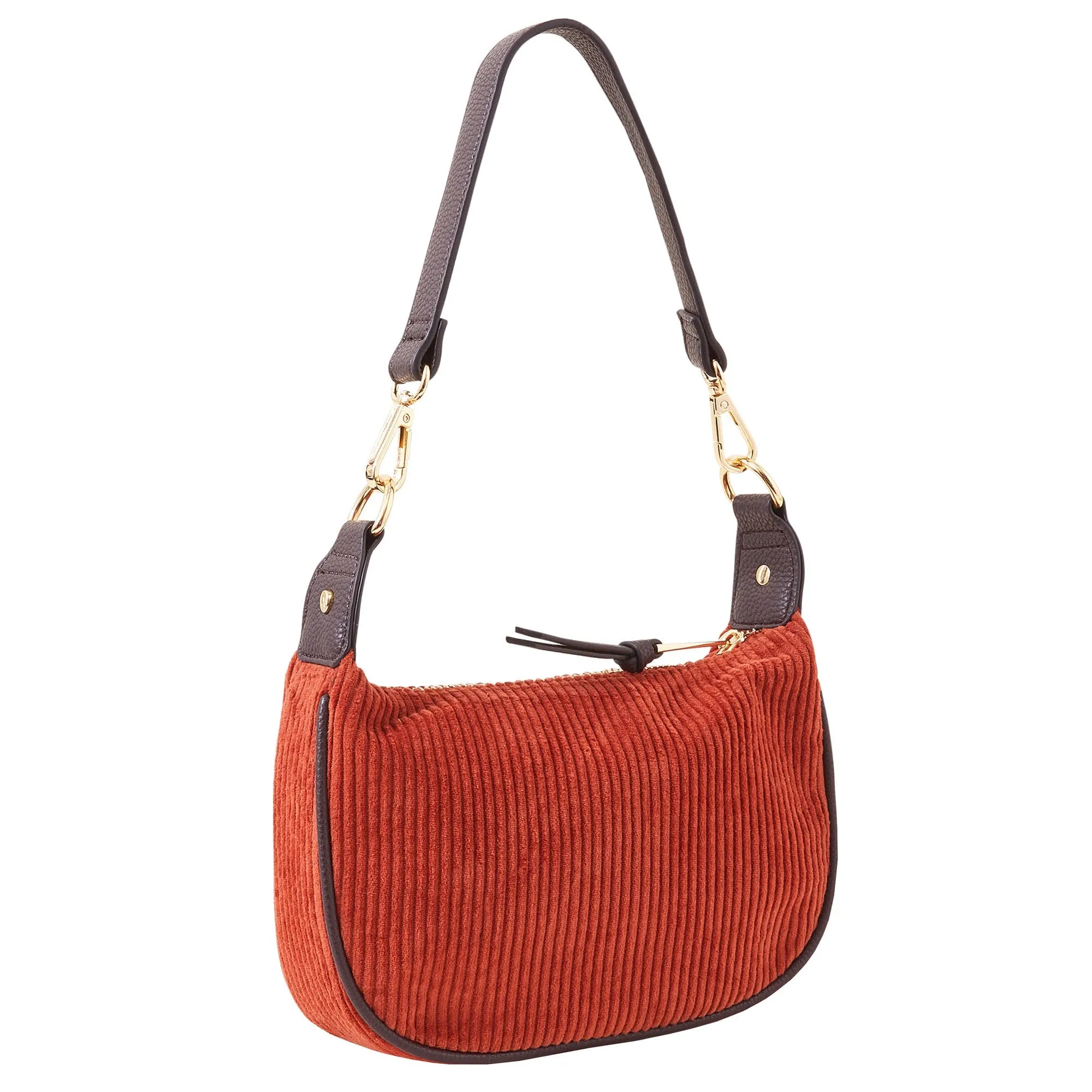 Accessorize London Women's Rust Mini Cord Shoulder Bag