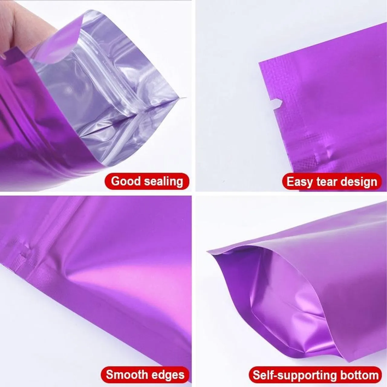 Aluminium Metalized Zip Lock Resealable Foil Stand Up Pouch Packing Bags No Window 10Pack