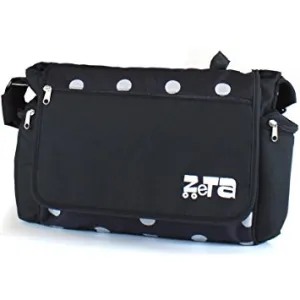 Baby Travel Zeta Changing Bag BLACK DOTS Complete With Changing Matt  (Clearance)