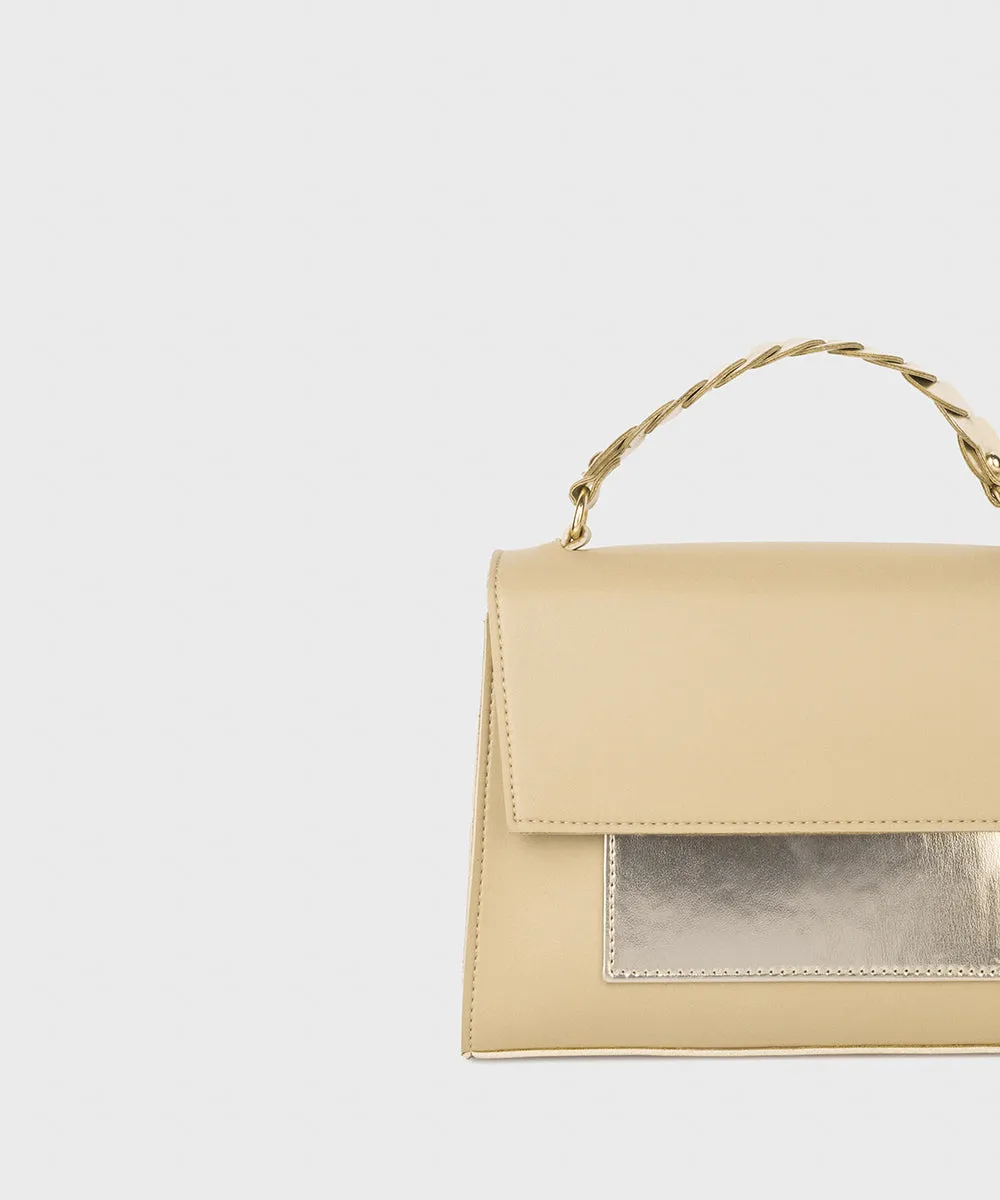 Beige Top Handle Bag