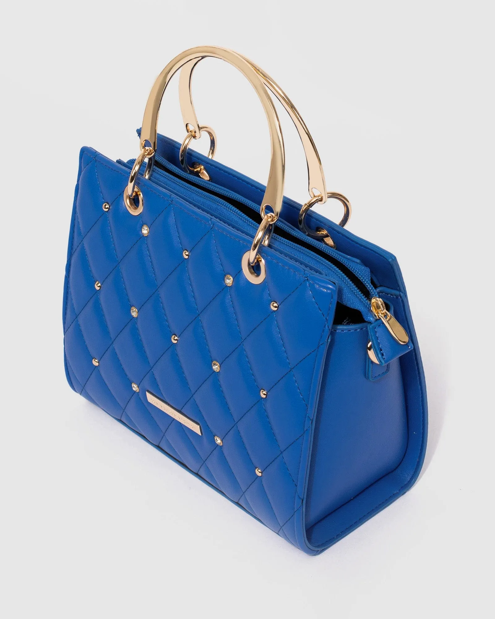 Blue Ella Stud Tote Bag