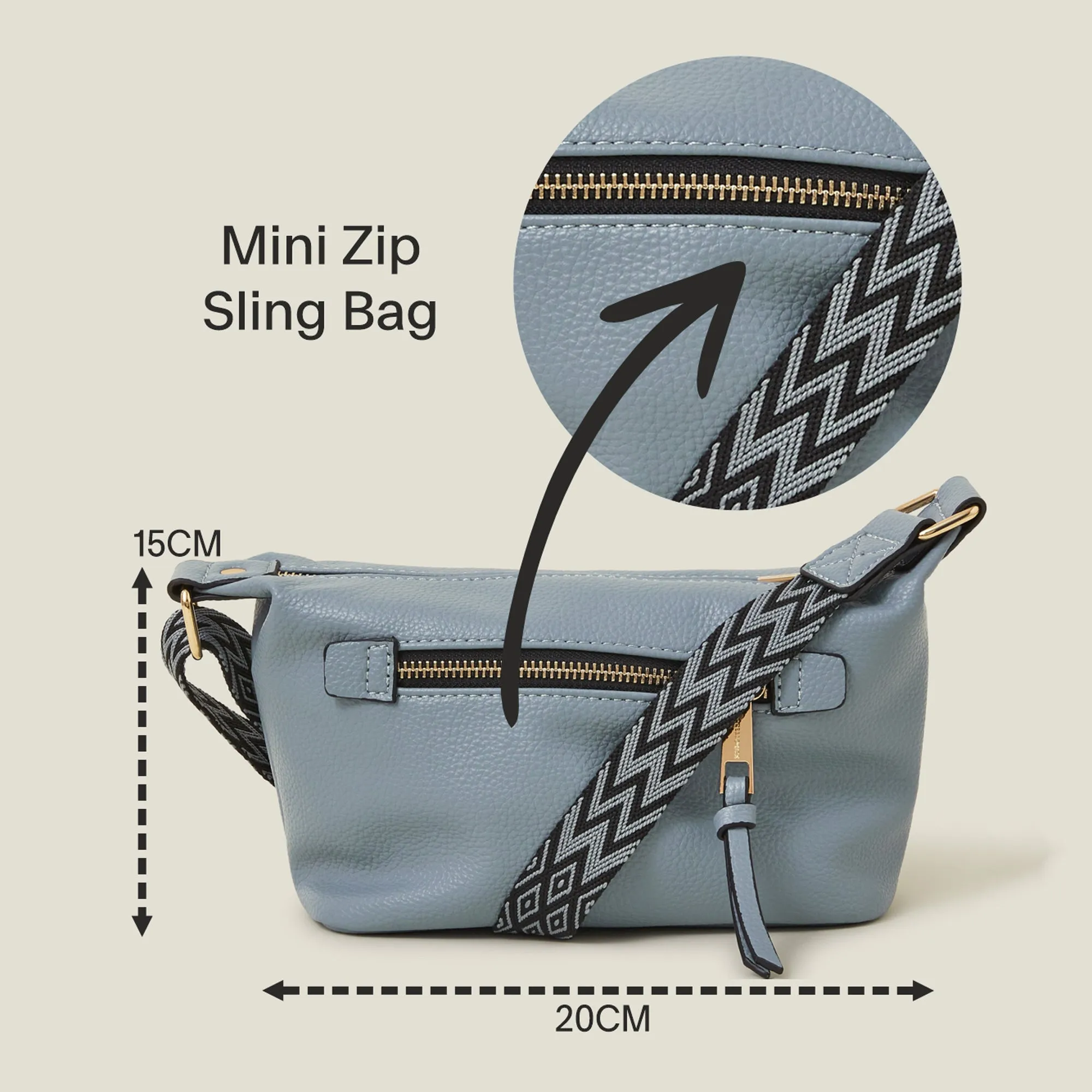 Blue Mini Zip Sling Bag