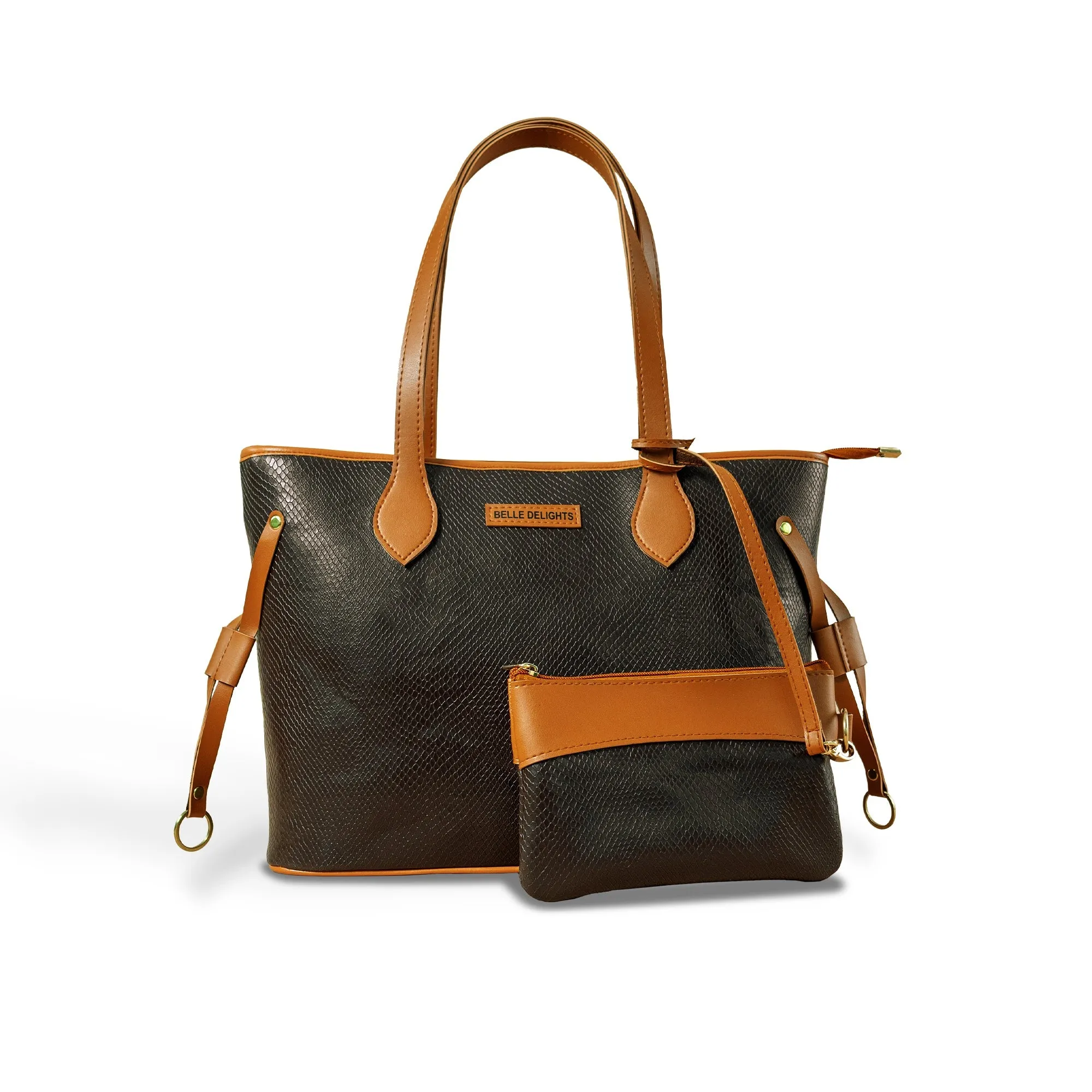 Brown Belle Tote Bag With Detachable Pouch ( Pre-Order )