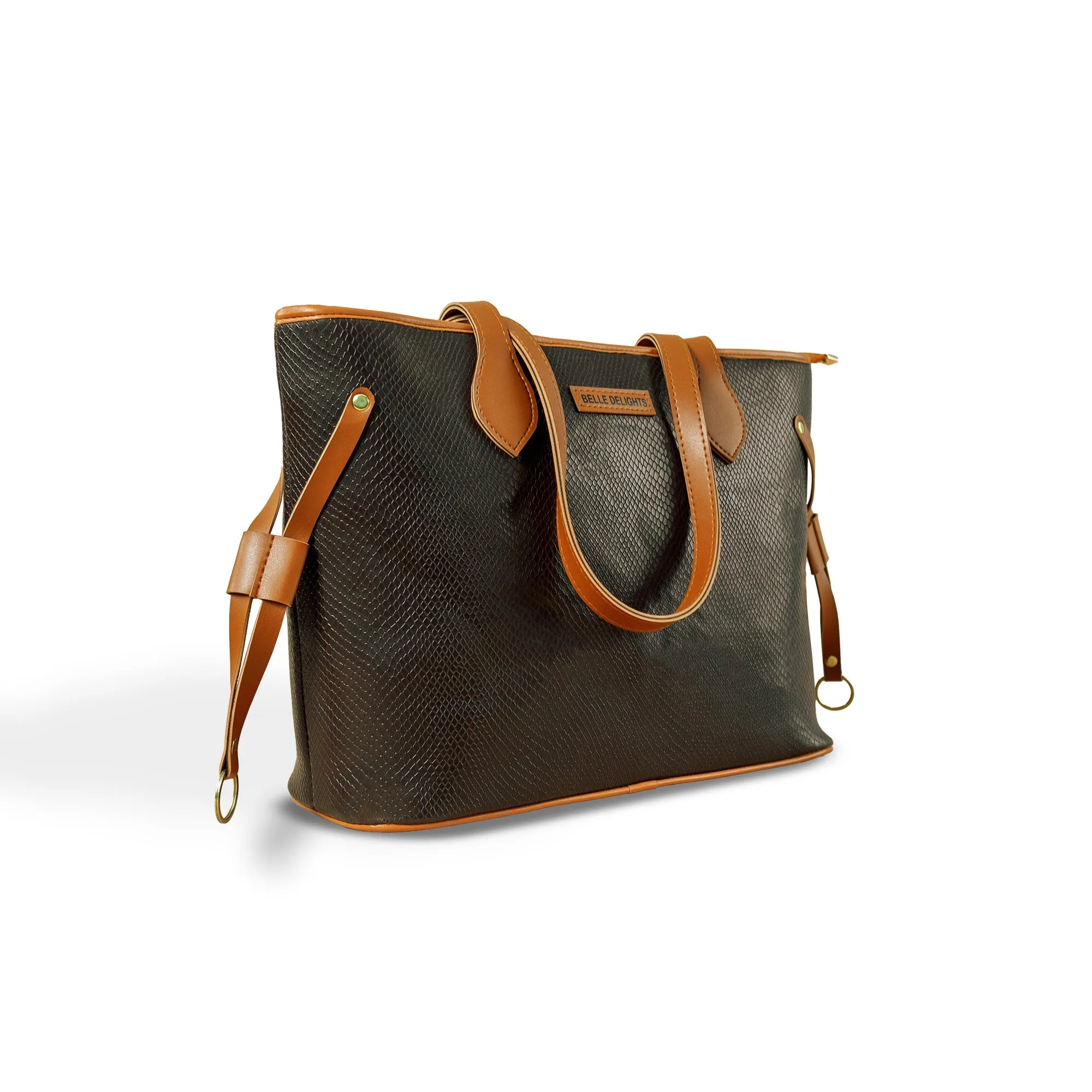 Brown Belle Tote Bag With Detachable Pouch ( Pre-Order )