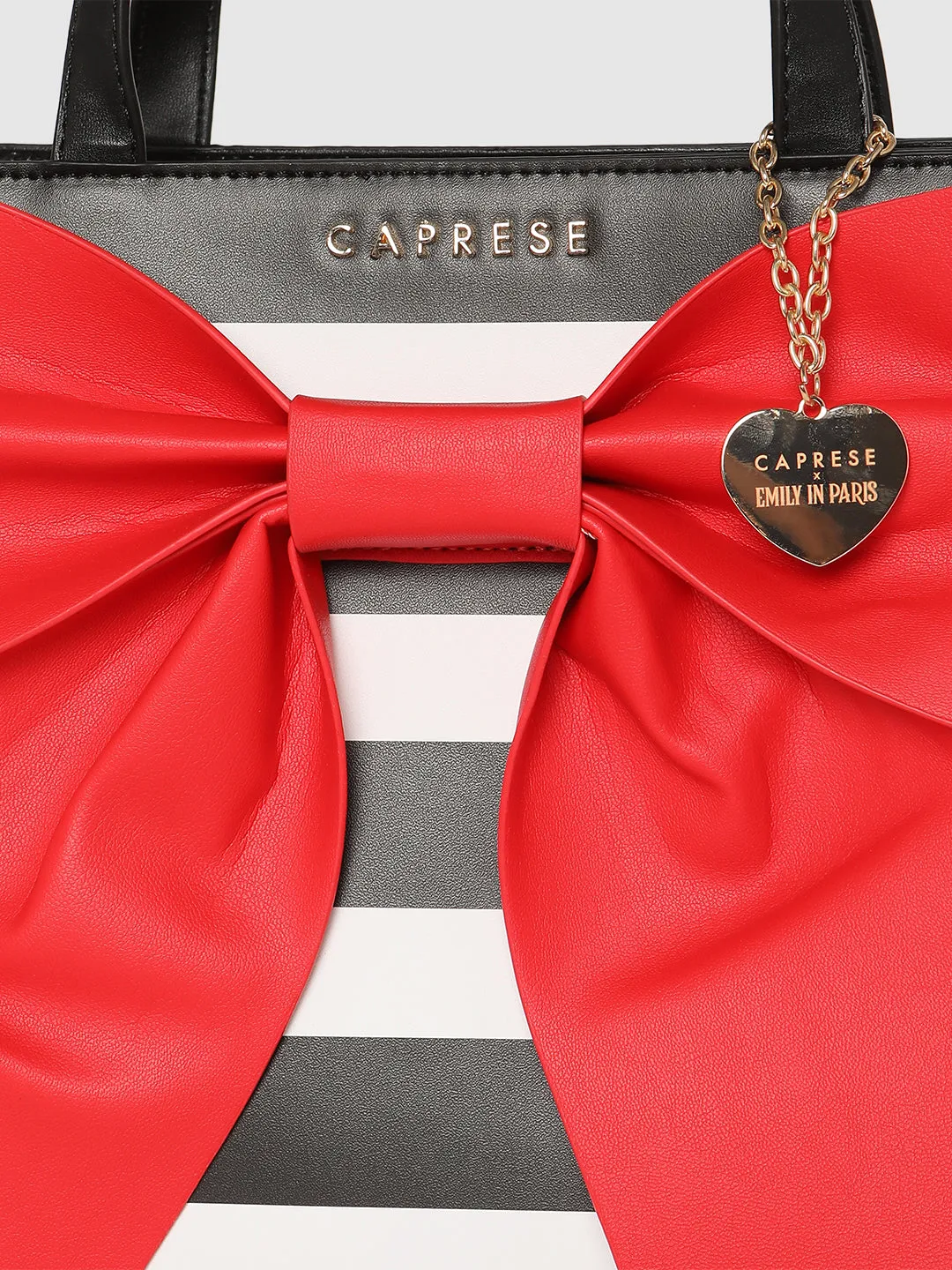 Caprese Emily In Paris Printed With Bow Satchel Handbag Red