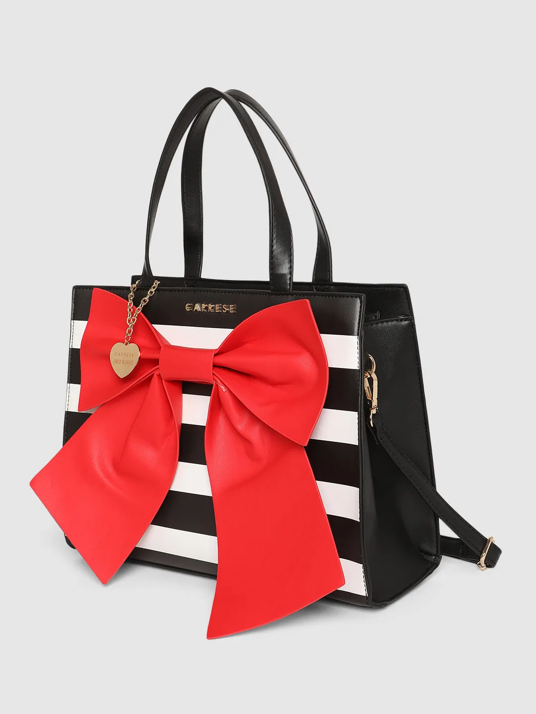 Caprese Emily In Paris Printed With Bow Satchel Handbag Red