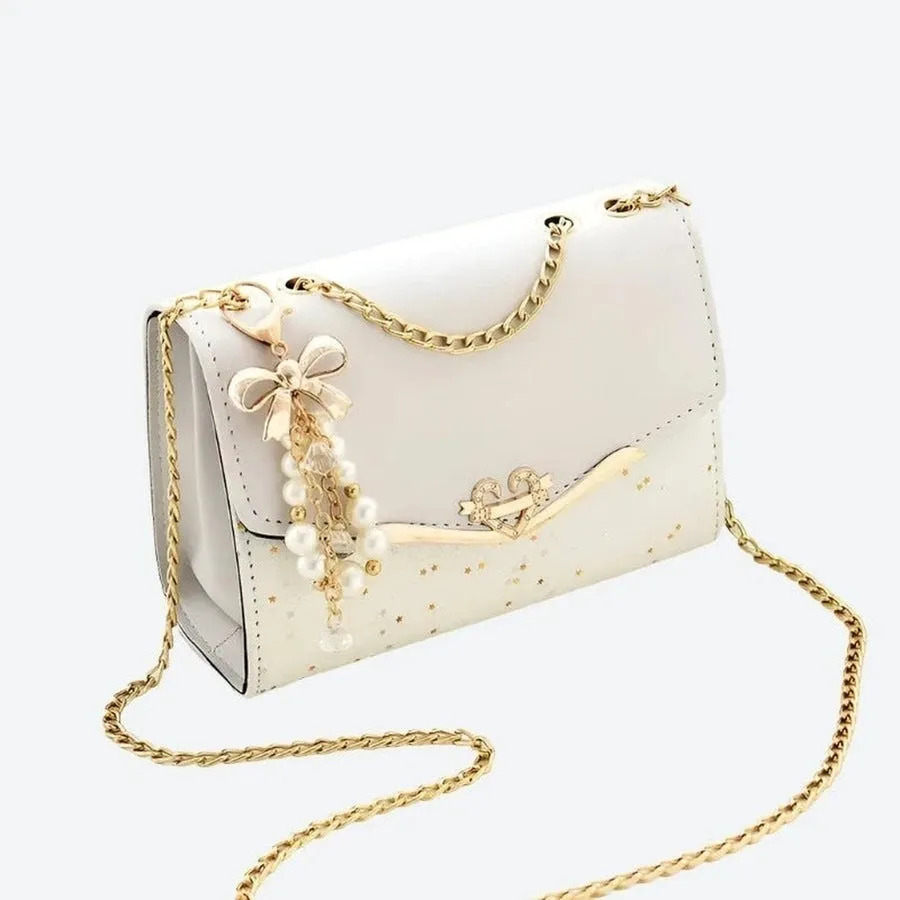 Chic Pearl-Embellished Chain Shoulder Bags