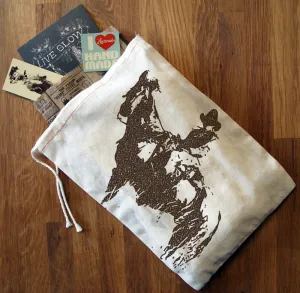 Cowboy Gift Bags Set  | Reusable Cotton Drawstring | Horse Theme Wrapping Sack