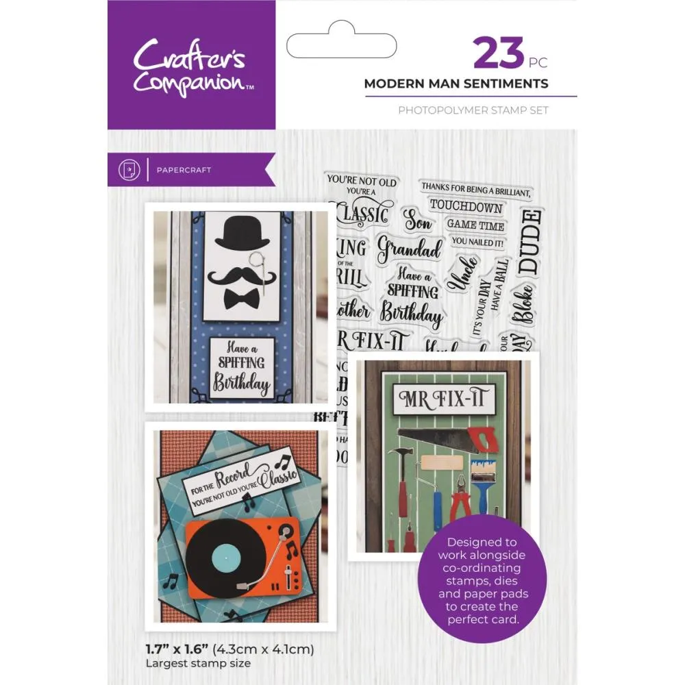 Crafter's Companion Modern Man Photopolymer Stamp Set 5"X7" Modern Man