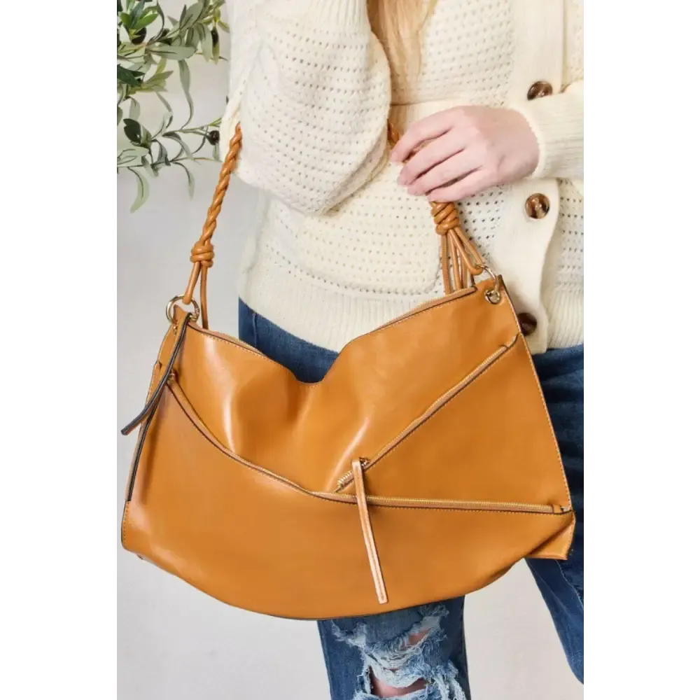 Elegant SHOMICO Zipper Detail Shoulder Bag in Luxury Fashion for Women