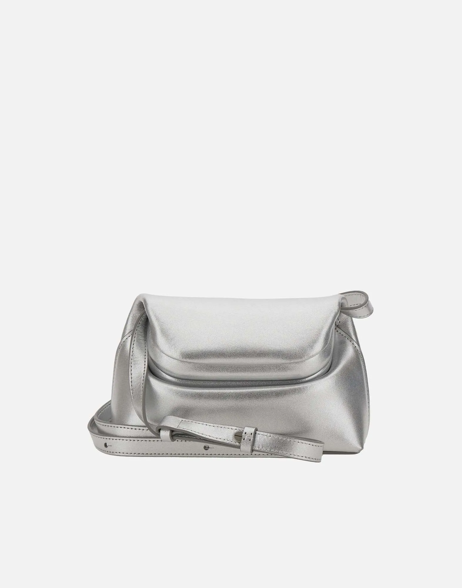 Folder Mini Silver Leather Shoulder Bag