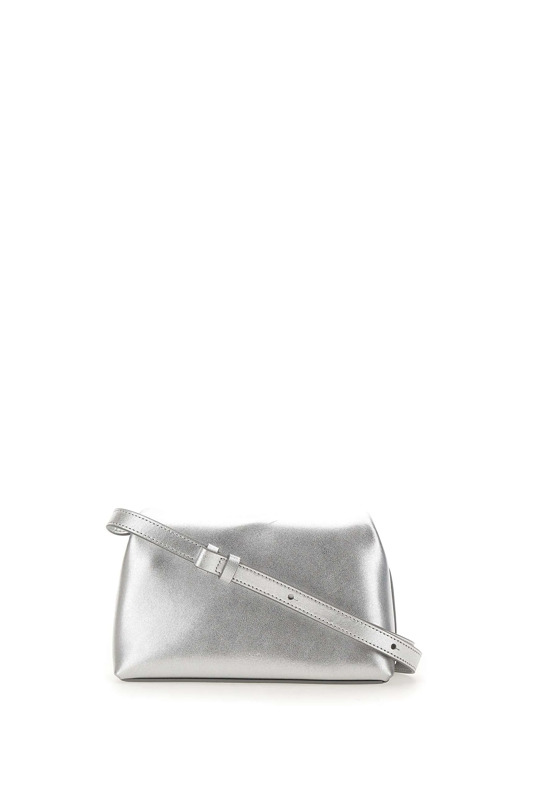 Folder Mini Silver Leather Shoulder Bag