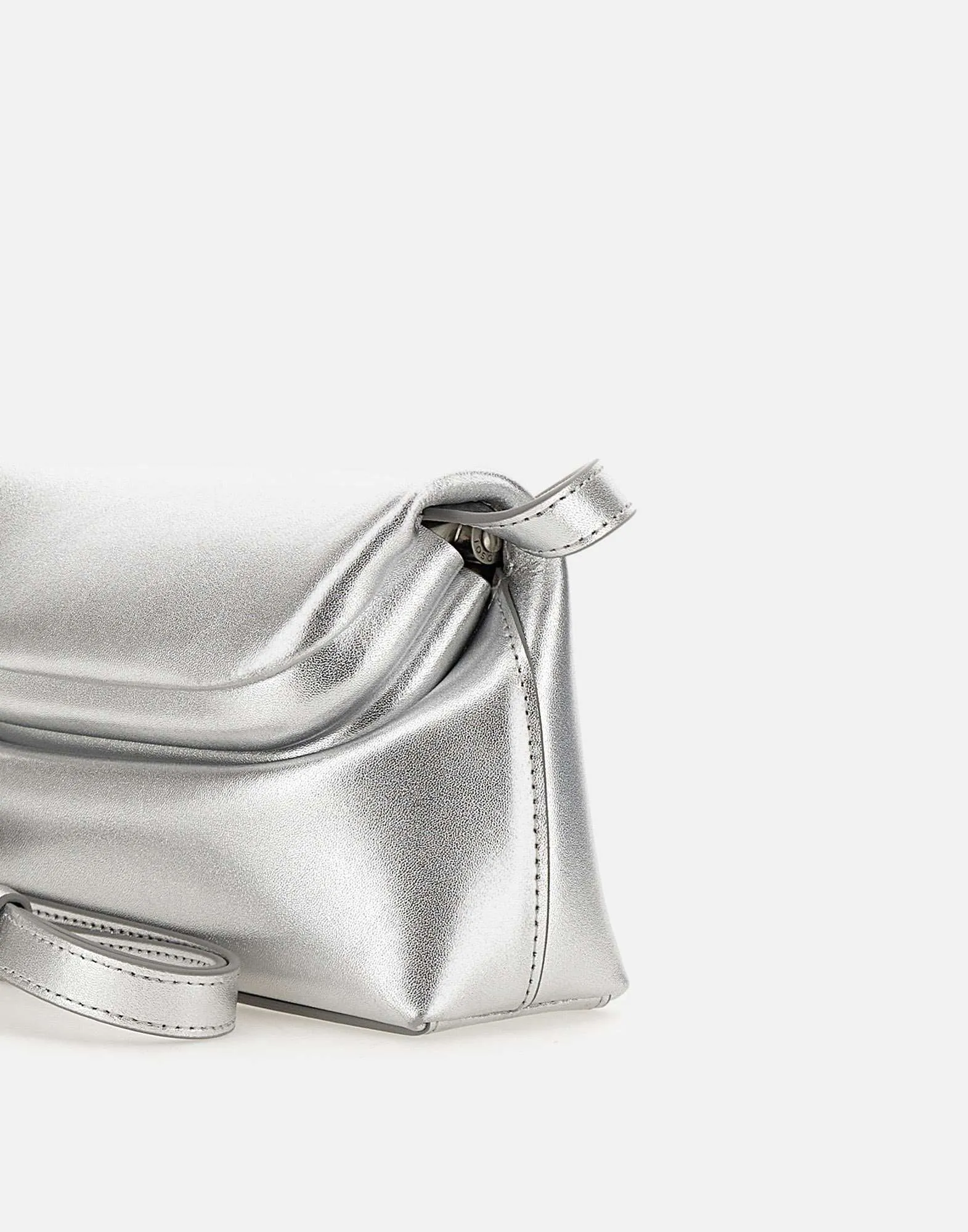 Folder Mini Silver Leather Shoulder Bag