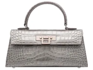 Fonteyn East West Orinoco 'Croc' Print Calf Leather Handbag - Silver