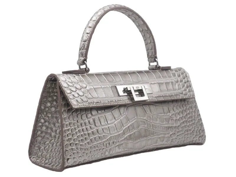 Fonteyn East West Orinoco 'Croc' Print Calf Leather Handbag - Silver