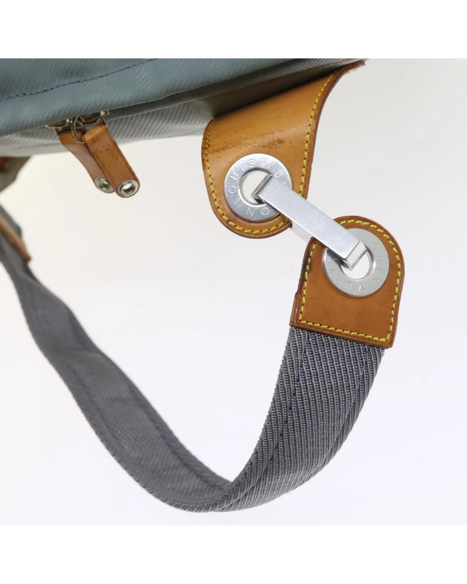 Gray Canvas Shoulder Bag with Adjustable Strap