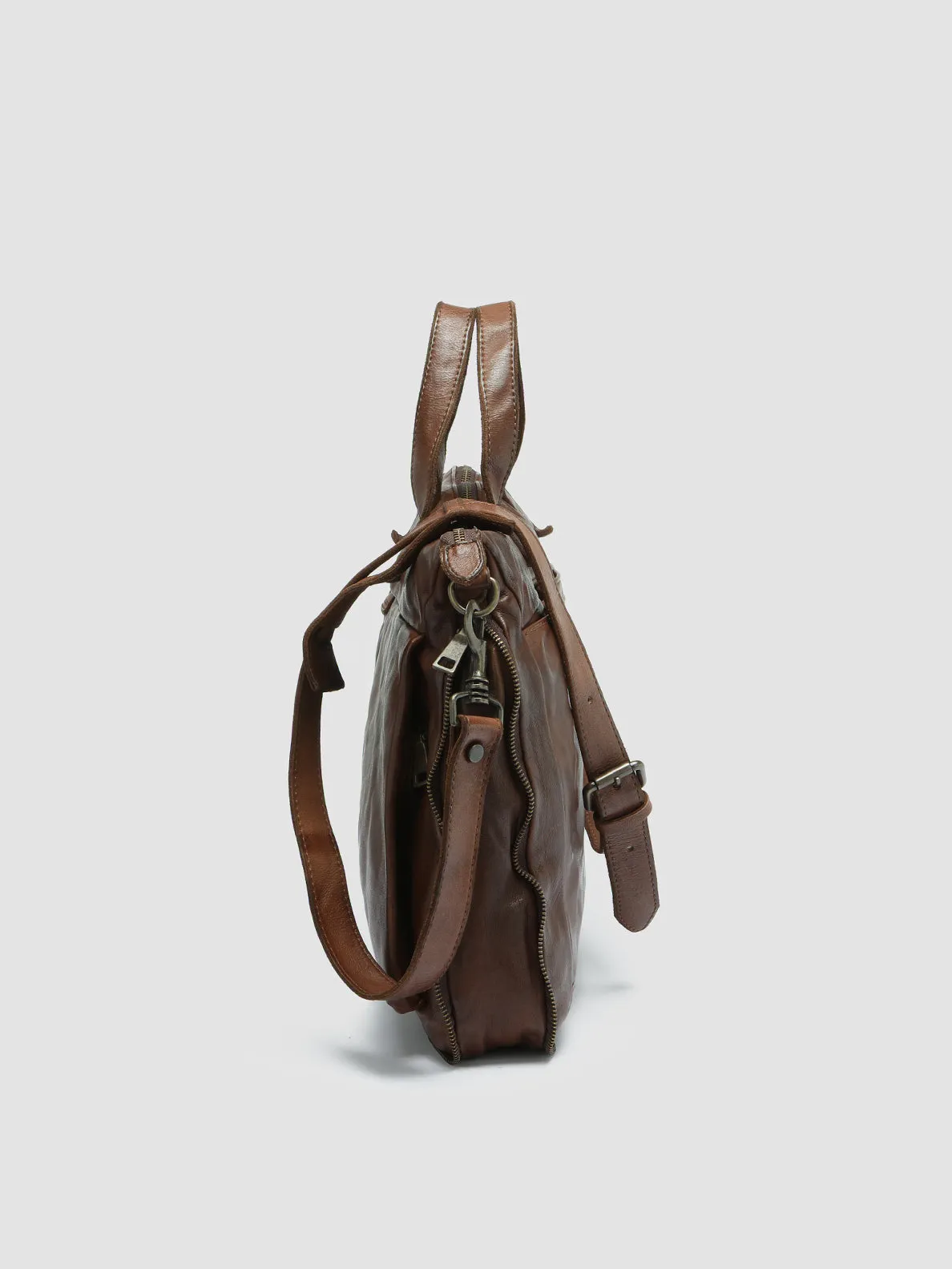 HELMET 29 - Brown Leather Briefcase