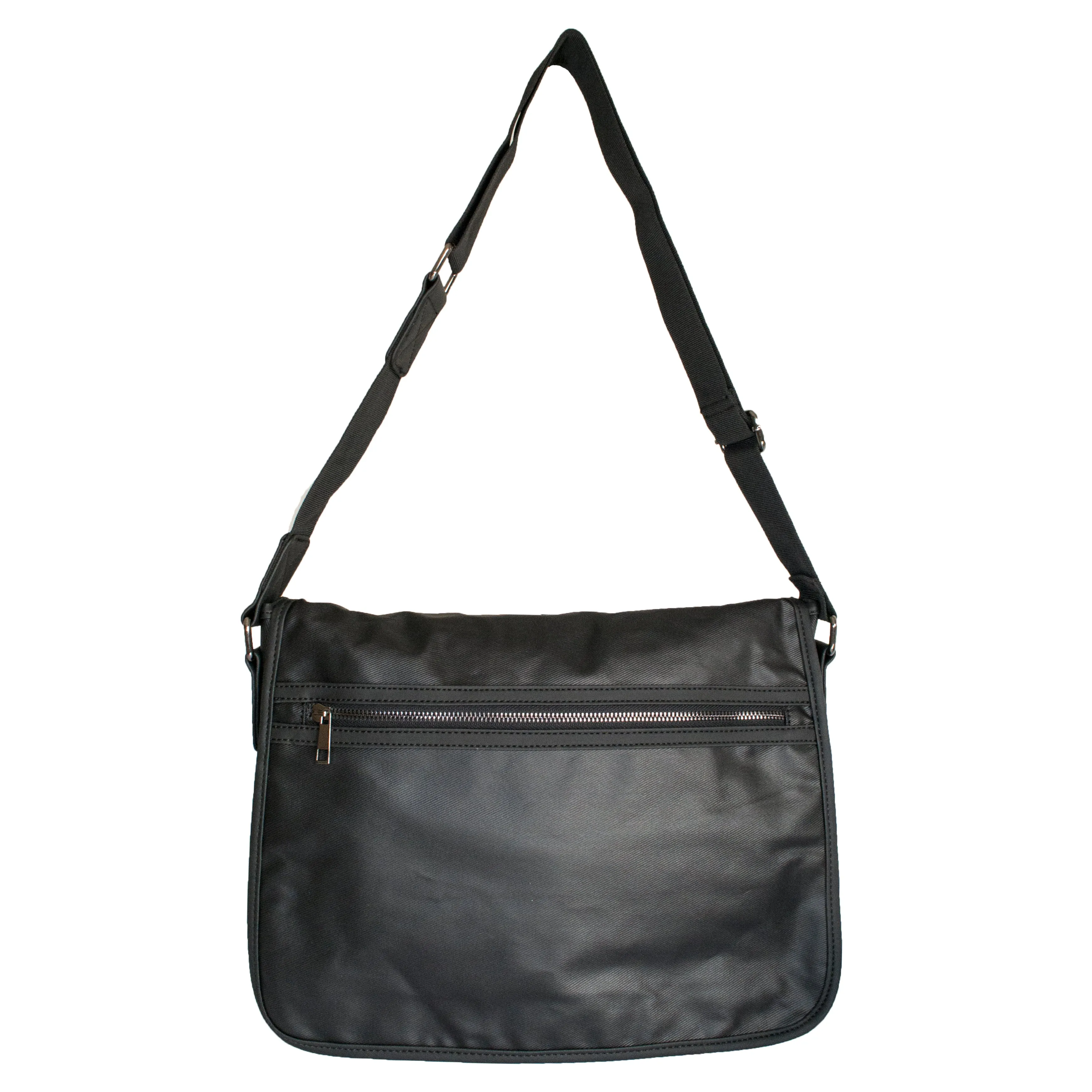 JAMIESON - Mens Black Faux Leather Messenger Bag