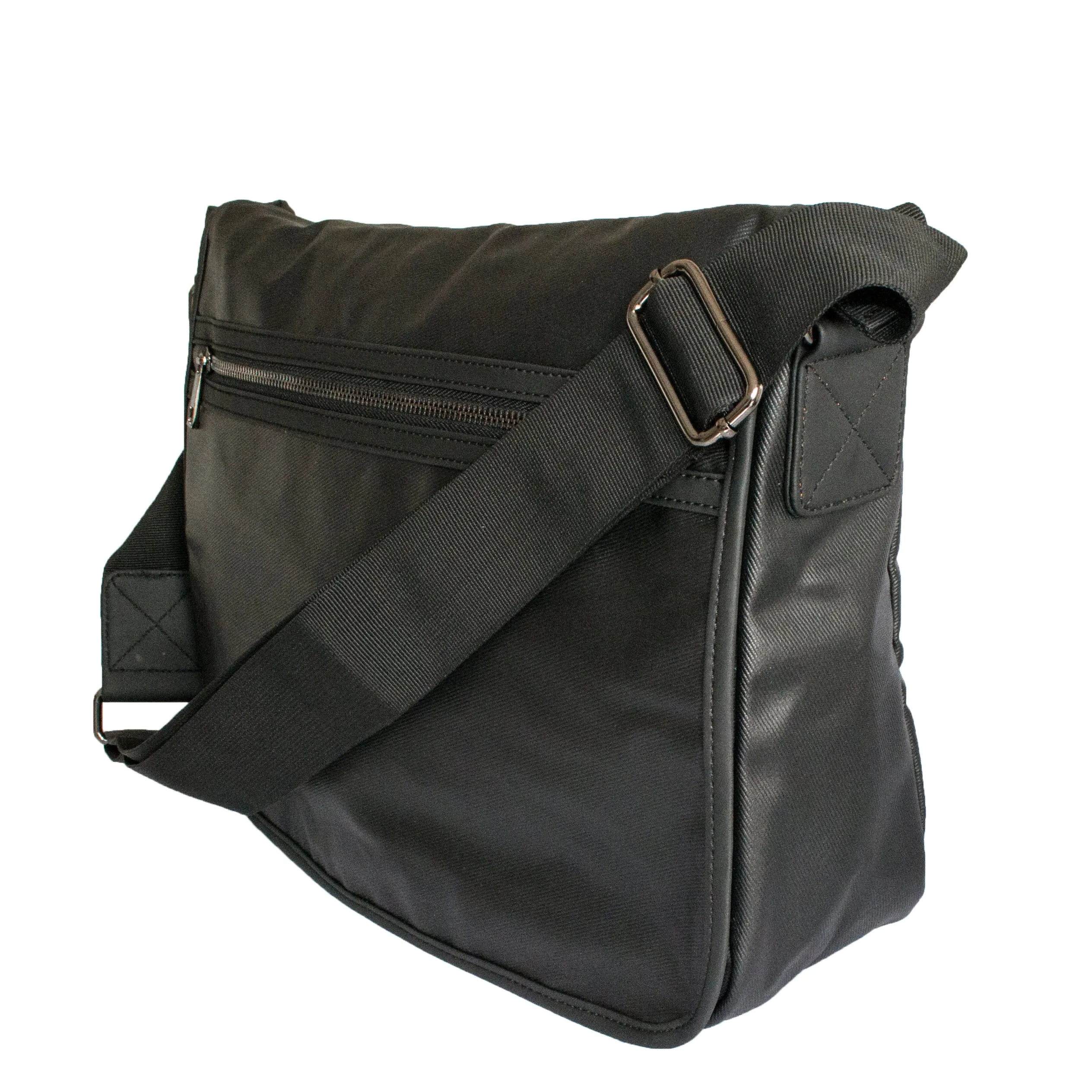 JAMIESON - Mens Black Faux Leather Messenger Bag