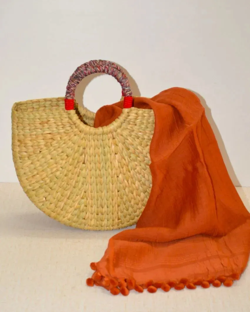 Kauna Grass Half Moon Basket Bag