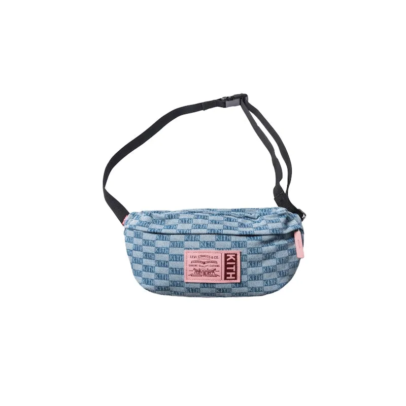 Kith X Levi'S Salt Bleach Aop Crossbody Bag Light Blue