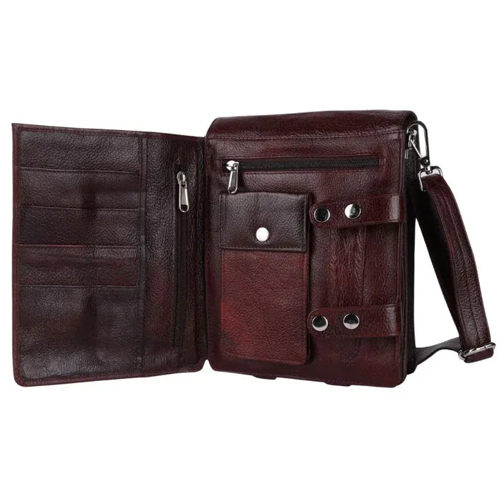 Leather Classic Brown Sling Bag For Men