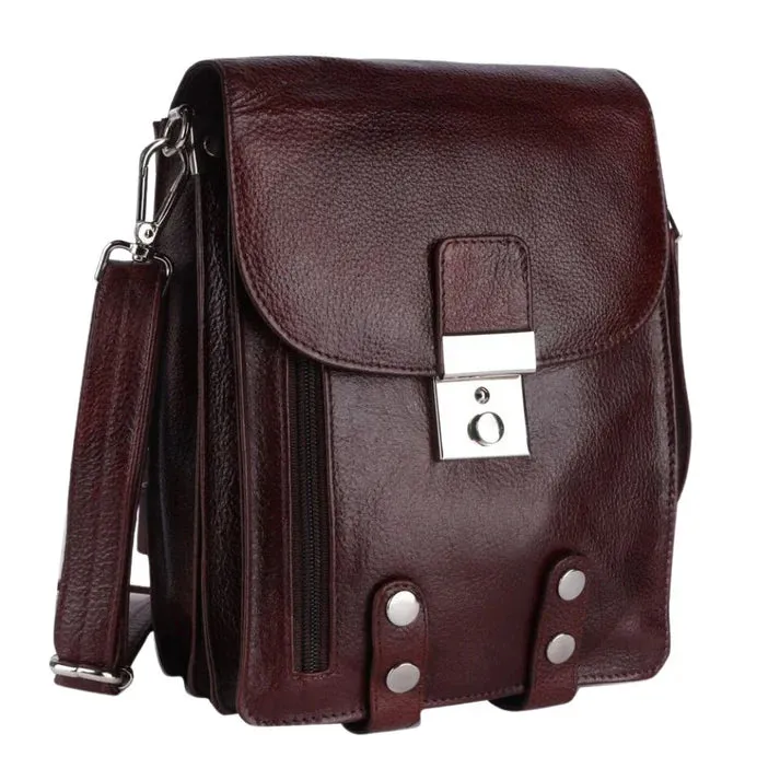 Leather Classic Brown Sling Bag For Men