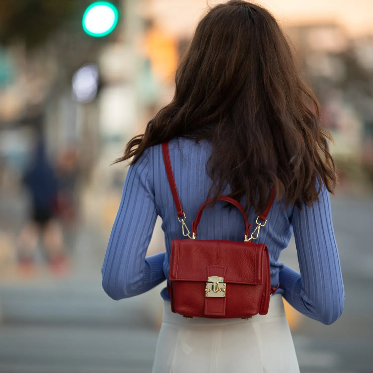 Linda Red Leather Backpack Purse