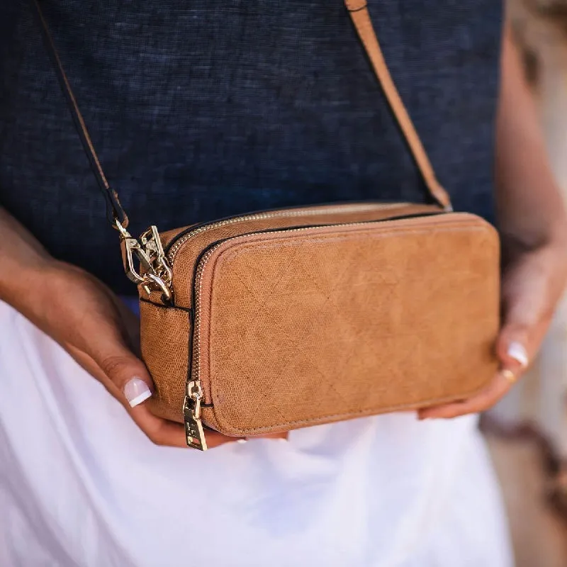 Louenhide - Cassidy Lizard Crossbody Bag - Caramel