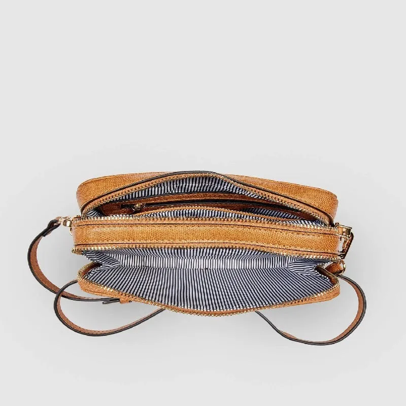 Louenhide - Cassidy Lizard Crossbody Bag - Caramel