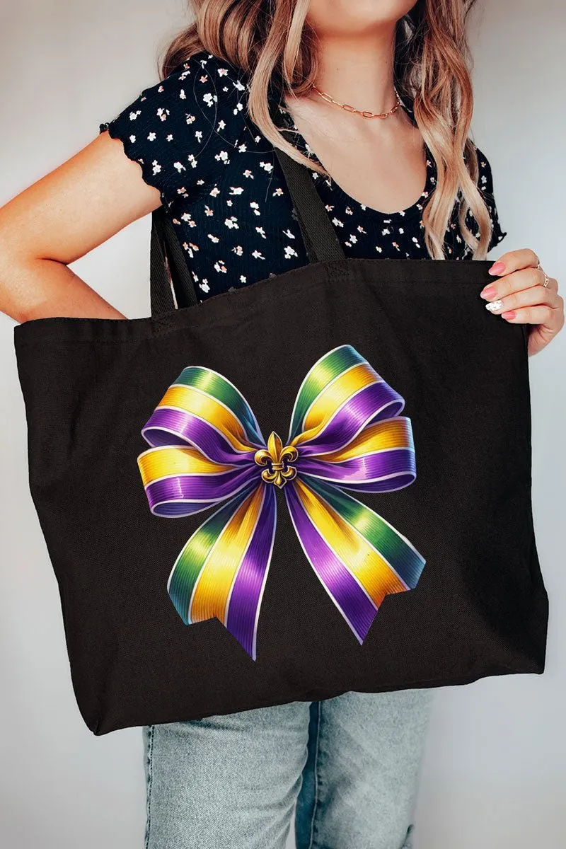 Mardi Gras Ribbon Canvas Jumbo Tote