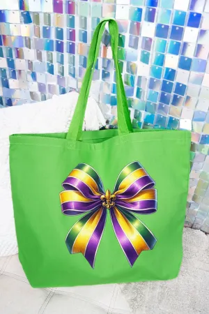 Mardi Gras Ribbon Canvas Jumbo Tote