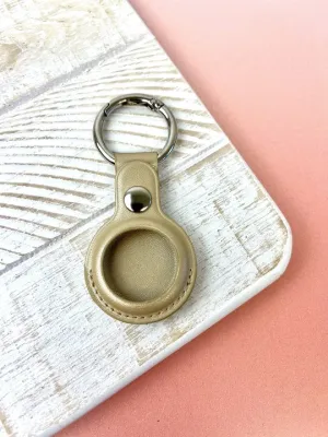 Metallic Leather AirTag Case Key Chain - Gold