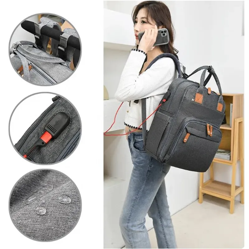 Multifunctional Baby Diaper Backpack Md-41 Dark Grey