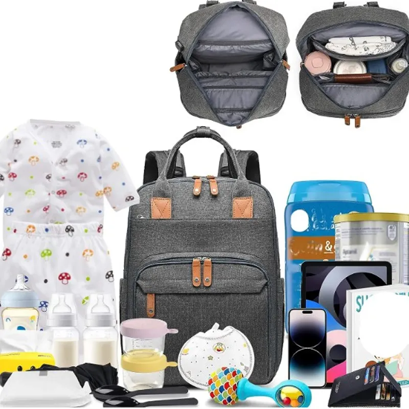 Multifunctional Baby Diaper Backpack Md-41 Dark Grey