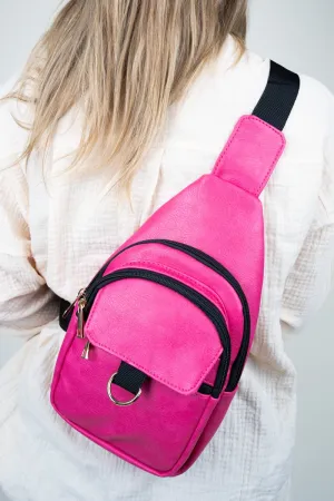 NGIL Hot Pink Faux Leather Small Zoey Sling Bag