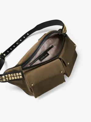 Olivia Large Studded Satin Belt Bag