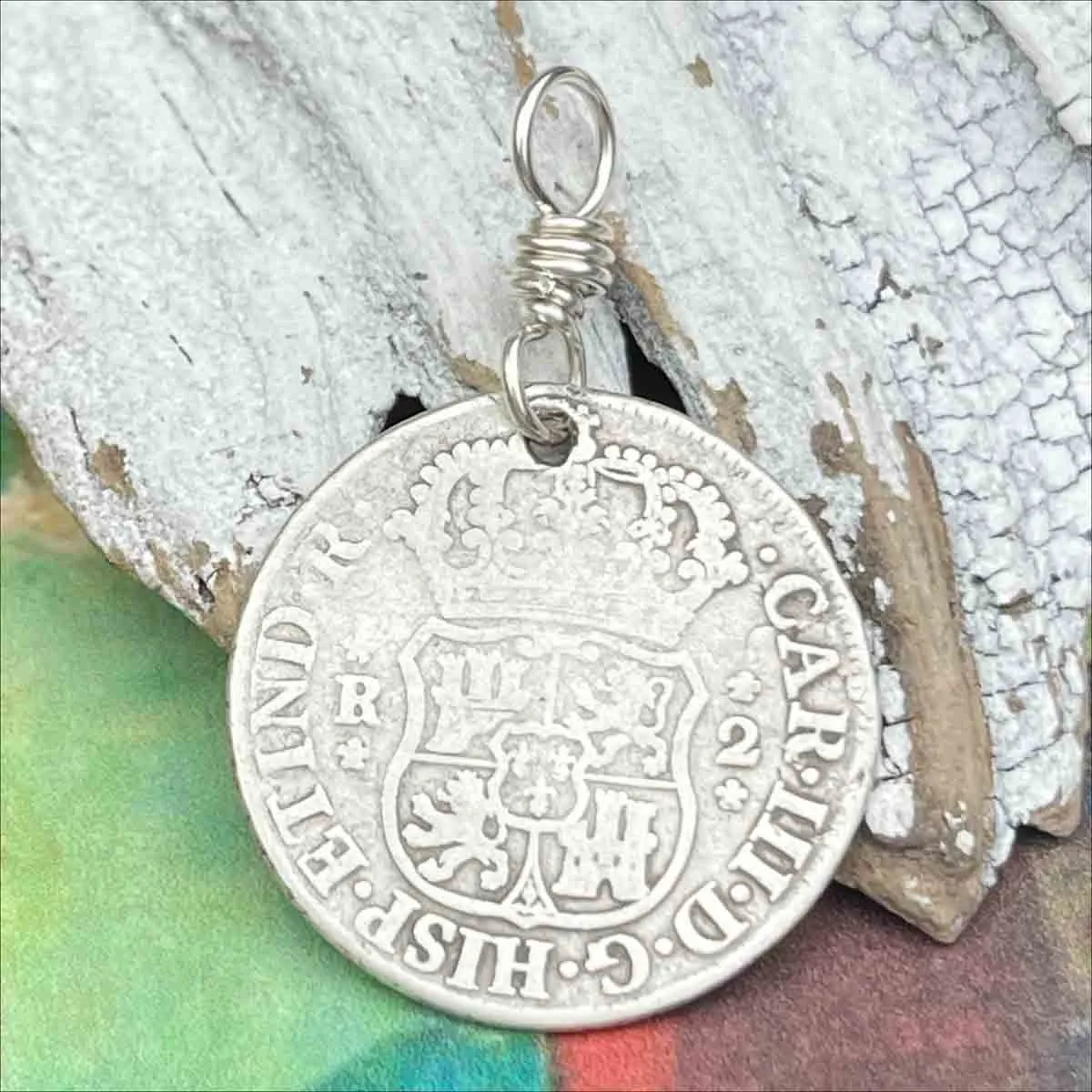 Pirate Chic Silver 2 Reale Spanish Pillar Dollar Dated 1767 - the Legendary "Piece of Eight" Pendant | Artifact #8880