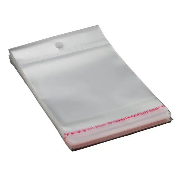 Polyprop Cellophane Selfseal Bags 9.5x19cm Punch Hanging Hole 100pack