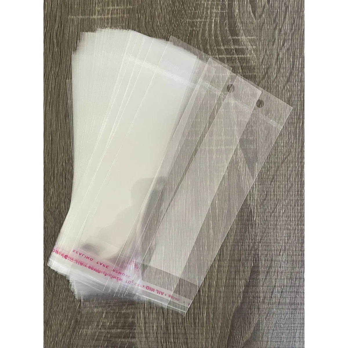 Polyprop Cellophane Selfseal Long Bags 8x60 4cm 30mic with Punch Hole 100pack