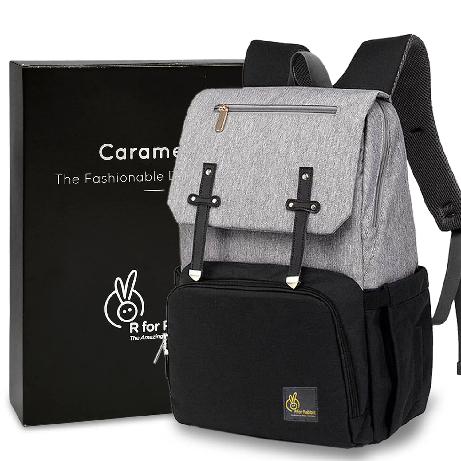 R for Rabbit Caramello Smart Diaper Bag- Grey Black