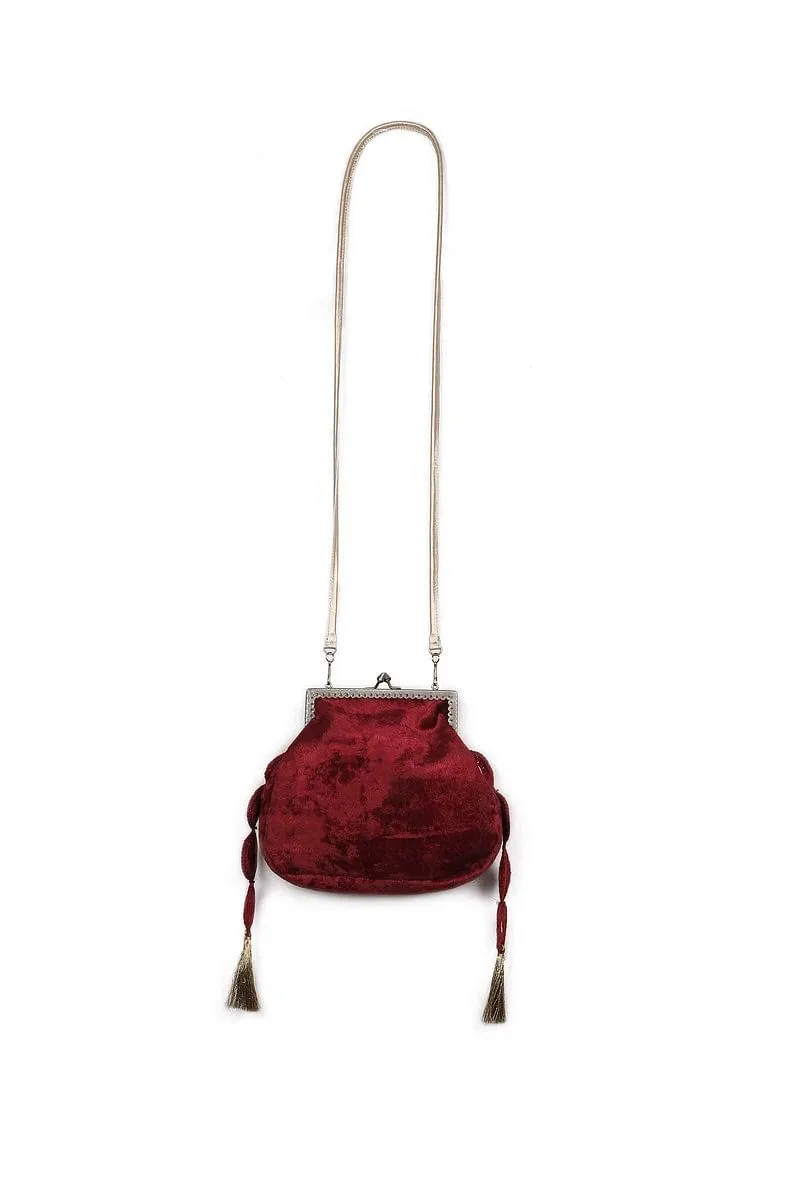 Red Velvet Sling Potli Bag