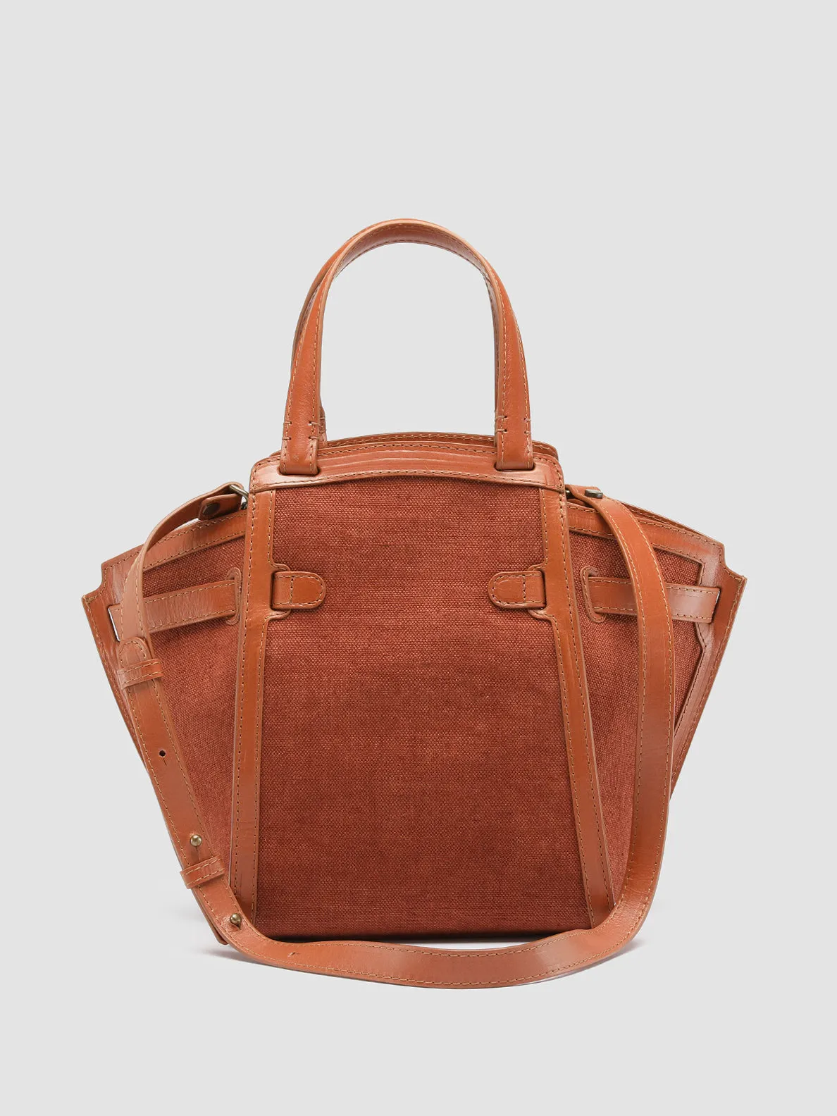 SADDLE 07 - Brown Leather and Linen Handle Bag