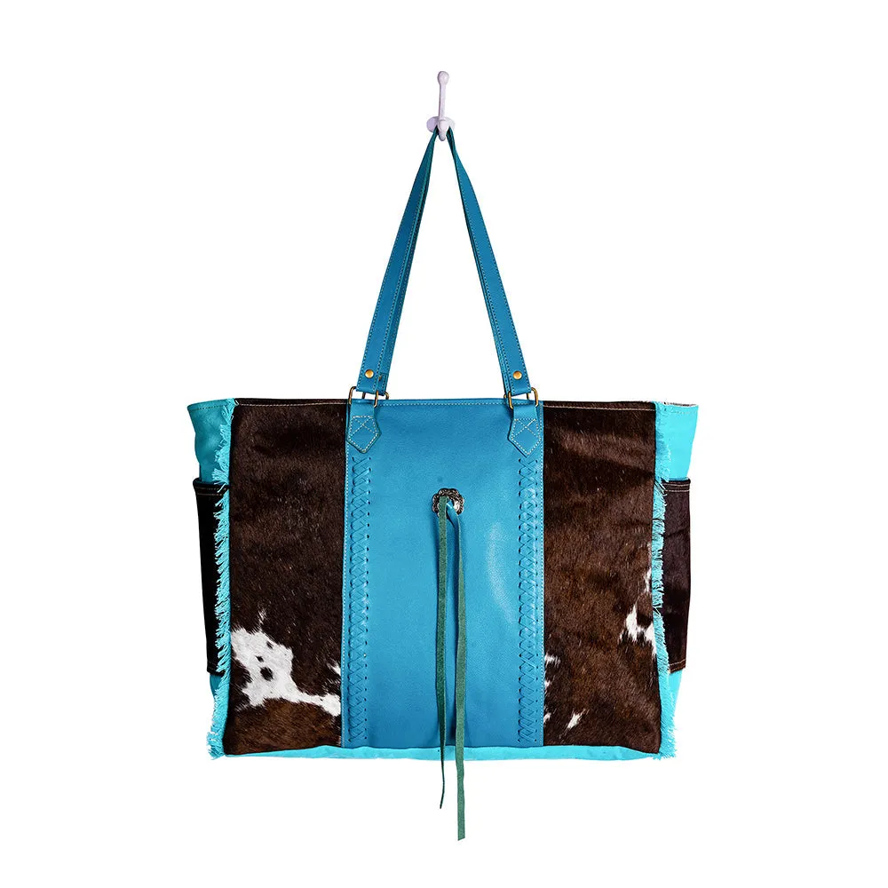 Sky Falcon Canvas & Hairon Bag in Dark