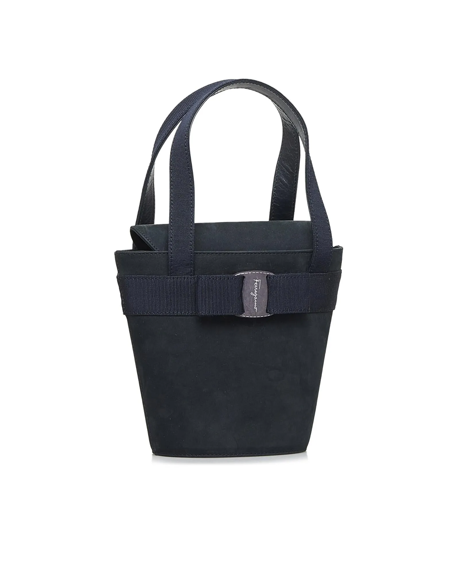 Suede Bucket Bag with Flat Handles and Interior Zip Pocket