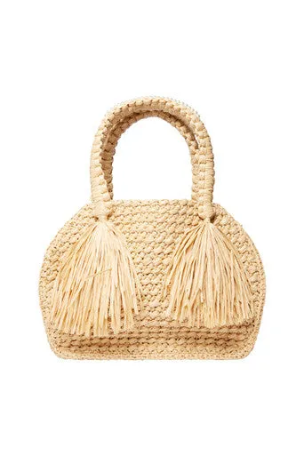 Tan Raffia Large Tote Bag with Embellishment