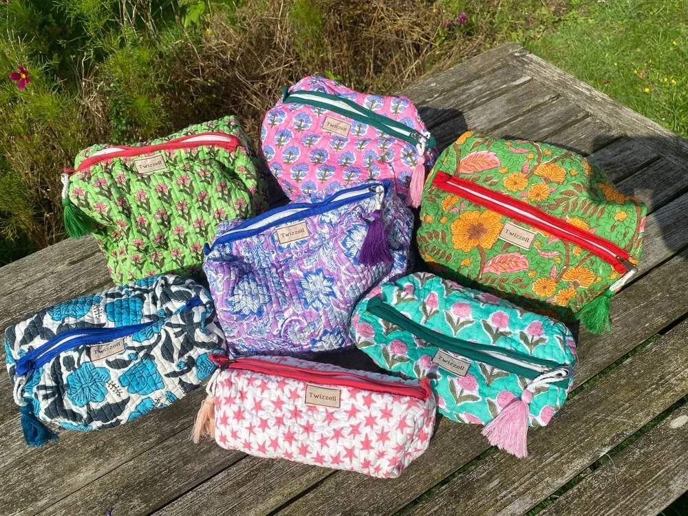 Twizzell Indian Block Print Wash Bags - Medium