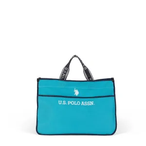 US POLO ASSN. WOMEN HALIFAX L SHOPPPING BAG CANVAS IN TURQUOISE